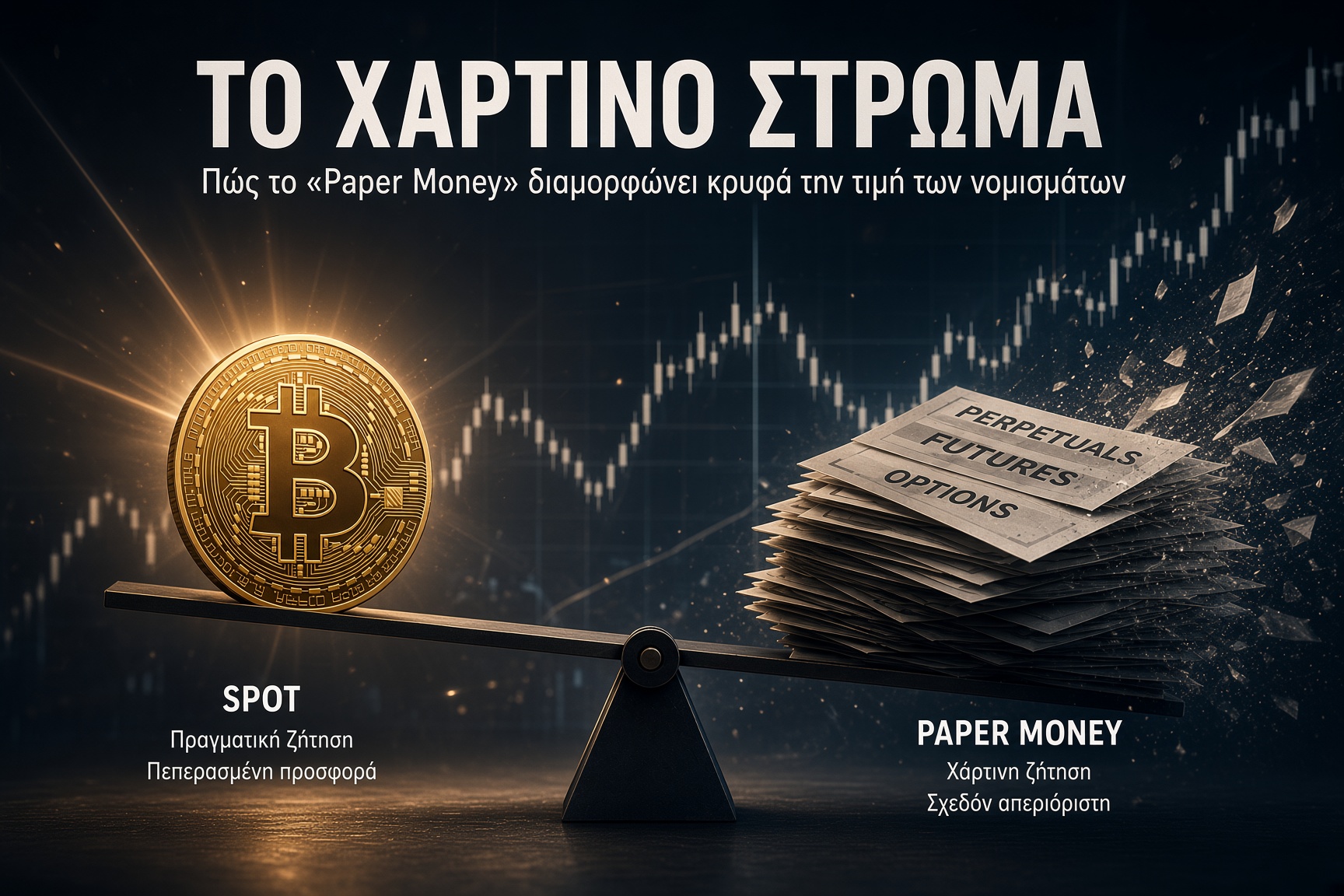 Το Χάρτινο Στρώμα — SPOT εναντίον PERPETUALS, FUTURES, OPTIONS σε ζυγαριά
